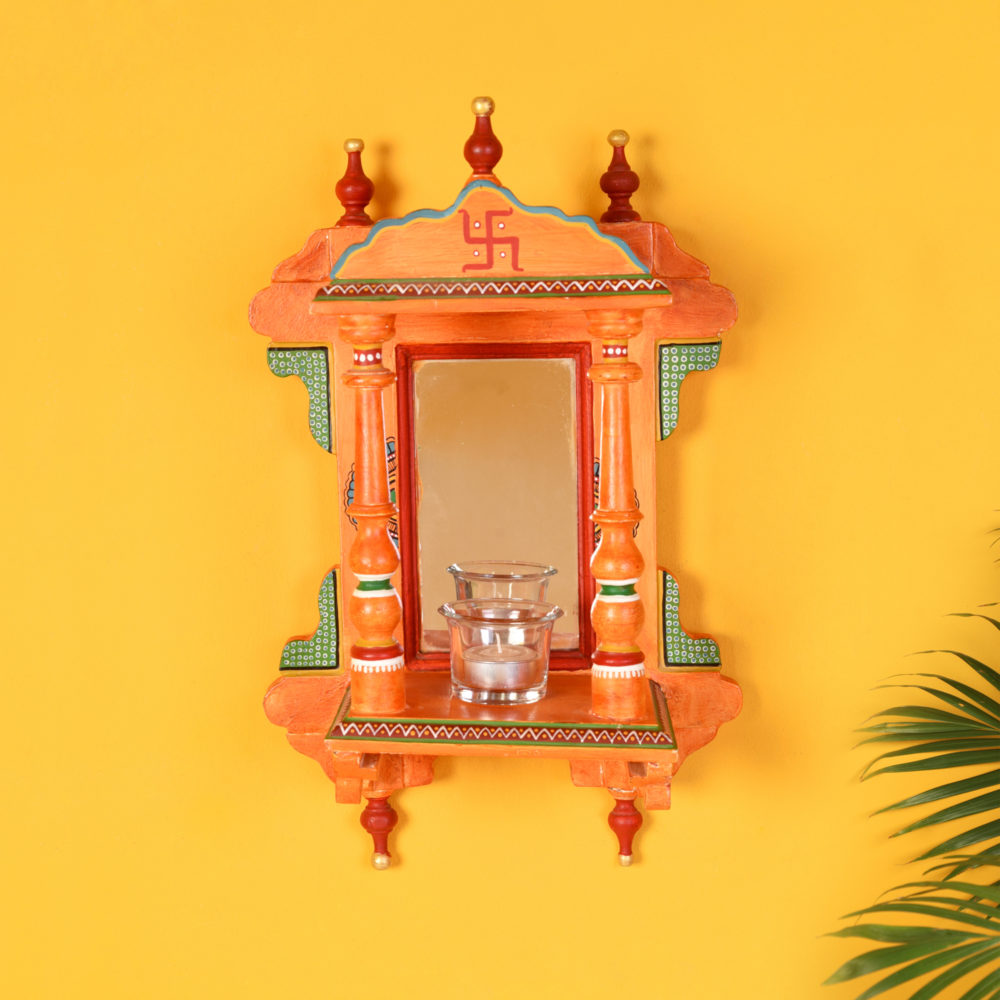 Handcrafted Wall Decor Jharokha in Sunset Orange (10x6x16)
